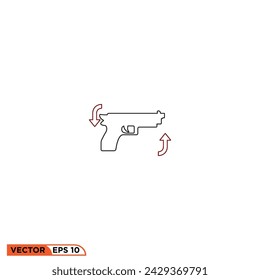 Pistol gun icon design vector graphic of template, sign and symbol, line style 