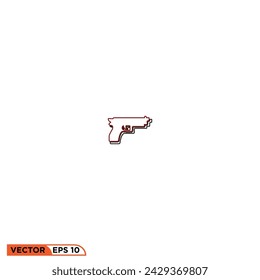 Pistol gun icon design vector graphic of template, sign and symbol, line style 