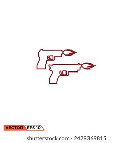Diseño de icono de pistola gráfico vectorial de plantilla, signo y símbolo, estilo de línea 