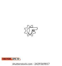 Diseño de icono de pistola gráfico vectorial de plantilla, signo y símbolo, estilo de línea 