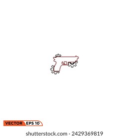 Pistol gun icon design vector graphic of template, sign and symbol, line style 