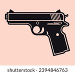 Pistol gun icon, handgun silhouette, black vector illustration isolated 