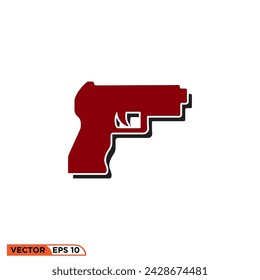 Pistol gun icon vector graphic of template, sign and symbol logo