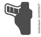 Pistol gun in leather holster solid icon, police force concept. Vector graphics. Holster with weapon, safeguard sign on white background, glyph style icon for mobile or web design
