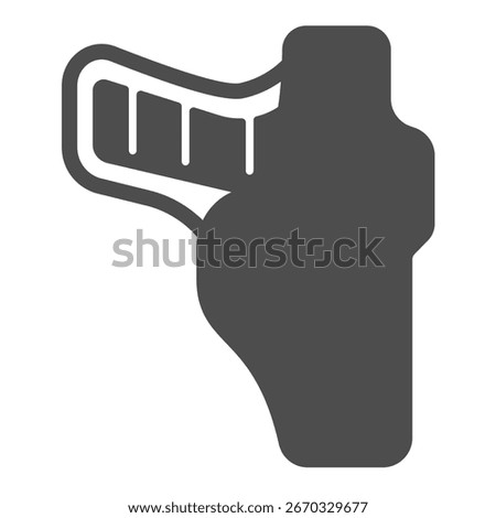 Pistol gun in leather holster solid icon, police force concept. Vector graphics. Holster with weapon, safeguard sign on white background, glyph style icon for mobile or web design