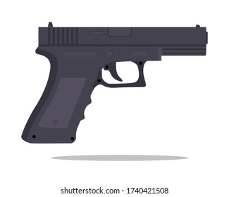 Pistol, pistola. Ilustración plana simple y clara.