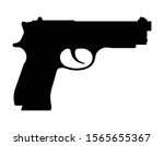 pistol or gun, small firearm, police or military handgun, vector illustration
