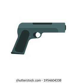 Pistol gun weapon vector illustration black crime handgun. War pistol trigger icon bullet. Isolated danger military army firearm ammunition silhouette symbol. Police arm hand element caliber drawing