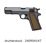 Pistol, hand drawn, isolated on white background. EPS8.