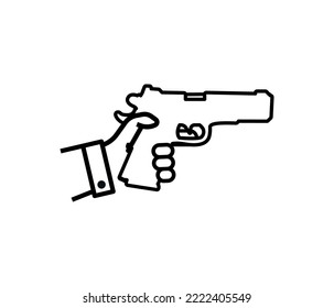 Pistole und Handsymbol, Vektorgrafik.
