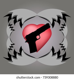pistol and heart vector