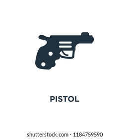 Pistol icon. Black filled vector illustration. Pistol symbol on white background. Can be used in web and mobile.