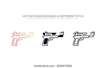 Design de ícone de pistola com ilustração de estoque de fundo branco