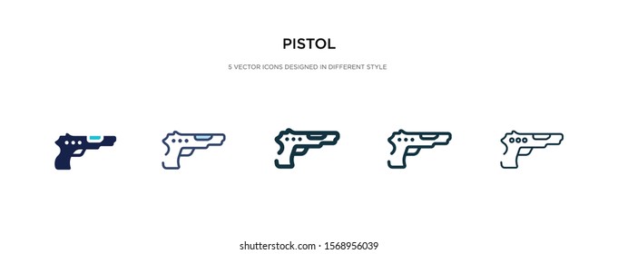 pistol icon in different style vector illustration. two colored and black pistol vector icons designed in filled, outline, line and stroke style can be used for web, mobile, ui
