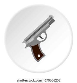 Pistol icon in flat circle isolated vector illustration for web