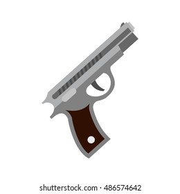 Pistol icon in flat style isolated on white background. Weapons symbol vector illustration