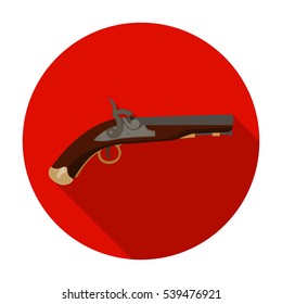 Pistol icon in flat style isolated on white background. England country symbol stock vector illustration.
