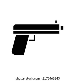 Pistol icon, full black. Vector illustration, suitable for content design, website, poster, banner, or video editing needs