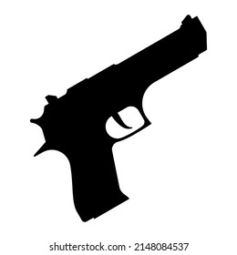 Pistol Icon. Handgun Icon Isolated. Black Gun Sign. Vector Illustration. Gun Icon