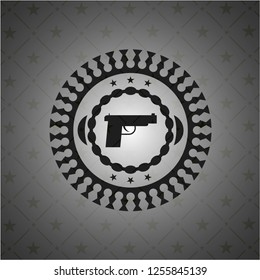 pistol icon inside black emblem. Vintage.