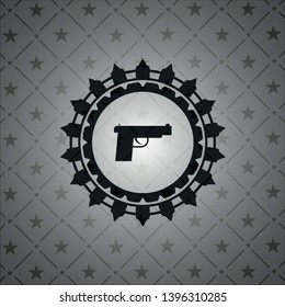 pistol icon inside black emblem. Vintage.