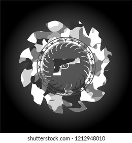 pistol icon inside grey camo texture