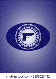 pistol icon inside jean background
