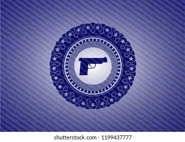 pistol icon inside jean background