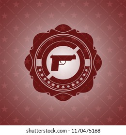 pistol icon inside red emblem. Retro