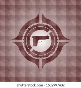 pistol icon inside red seamless badge with geometric background.