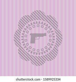 pistol icon inside retro pink emblem