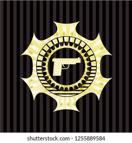 pistol icon inside shiny emblem