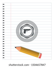 pistol icon pencil draw. Vector Illustration. Detailed.