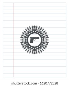 pistol icon pencil effect. Vector Illustration. Detailed.