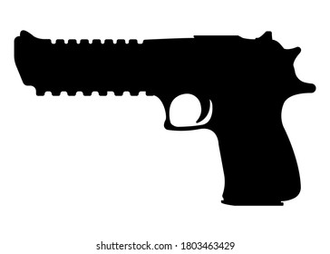 Icono de Pistol, arma de autodefensa, concepto simple ilustración de vector negro, aislado en blanco. Disparando poderoso revólver de armas de fuego, arma de fuego.
