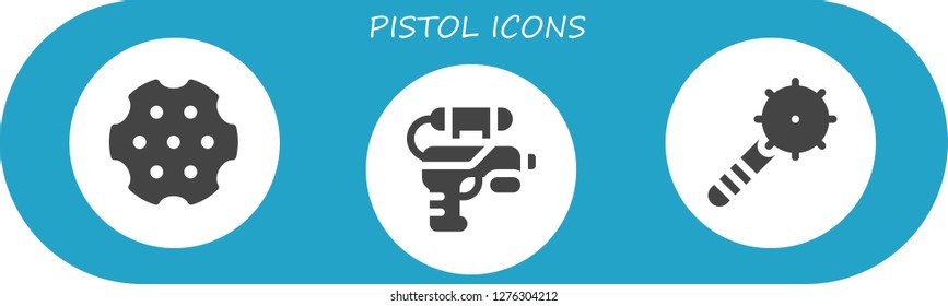  pistol icon set. 3 filled pistol icons. Simple modern icons about  - Revolver, Water gun, Weapon
