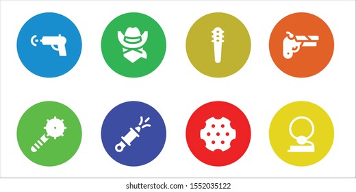 pistol icon set. 8 filled pistol icons.  Simple modern icons about  - Water gun, Weapon, Cowboy, Weapons, Revolver, Gun