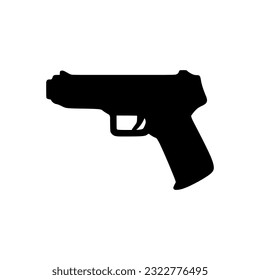 Icono de Pistol en modo de silueta. Ilustración vectorial de equipos deportivos de tiro al estilo moderno. Recursos gráficos editables para muchos fines.