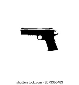 Pistol icon. Simple style No War poster background symbol. Gun shop logo design element. T-shirt printing. Vector for sticker.