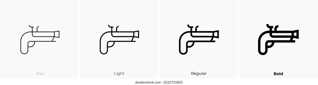 pistol icon. Thin, Light Regular And Bold style design isolated on white background