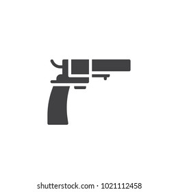 Pistol icon vector, filled flat sign, solid pictogram isolated on white. Gun symbol, logo illustration.