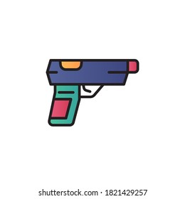 pistol icon vector. filled outline style. isolated on white background