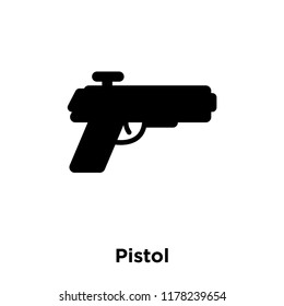 Pistol icon vector isolated on white background, logo concept of Pistol sign on transparent background, filled black symbol