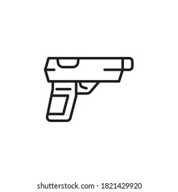 pistol icon vector line style design. isolated on white background