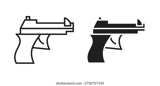 Pistol icons for design. Easily editable stroke. Modern flat design.