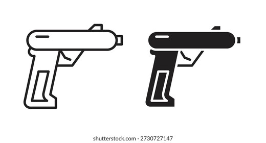 Pistol icons for design. Easily editable stroke. Modern flat design.