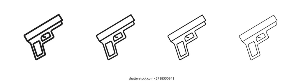Ícones de pistola, Conjunto de ícones lineares. Ícones pretos lineares da palma