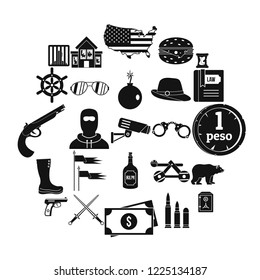 Pistol icons set. Simple set of 25 pistol vector icons for web isolated on white background
