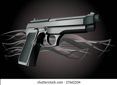 Pistol illustration. A vector. Without mesh.