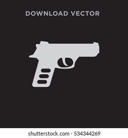 Pistol isolated vector icon on black background